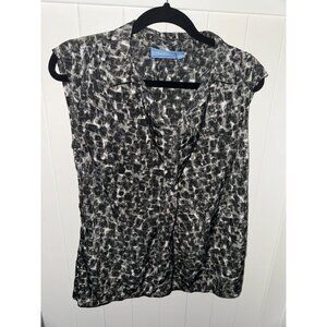 EUC! SIMPLY VERA WANG Animal Print Sleeveless Dressy Blouse with Pockets - Small